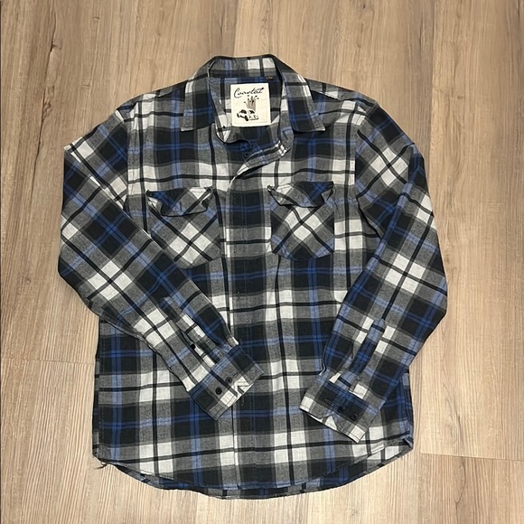PacSun Men's Blue and Gray Plaid Shirt - Picture 1 of 3